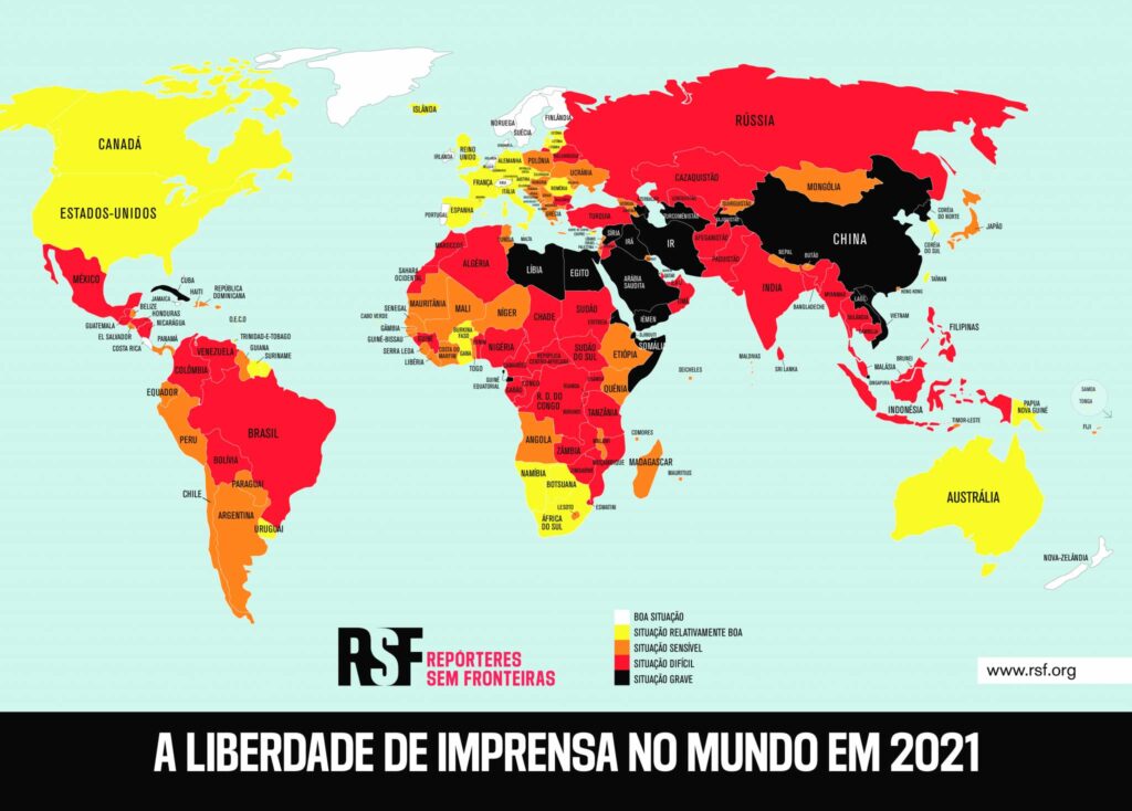 Liberdade de impressa no Brasil cai para a zona vermelha